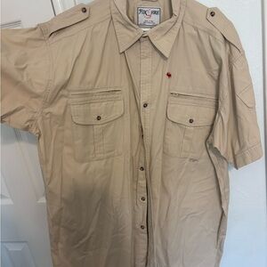 Fox Fire XXL Men’s Short Sleeve Button-Up Shirt - Khaki